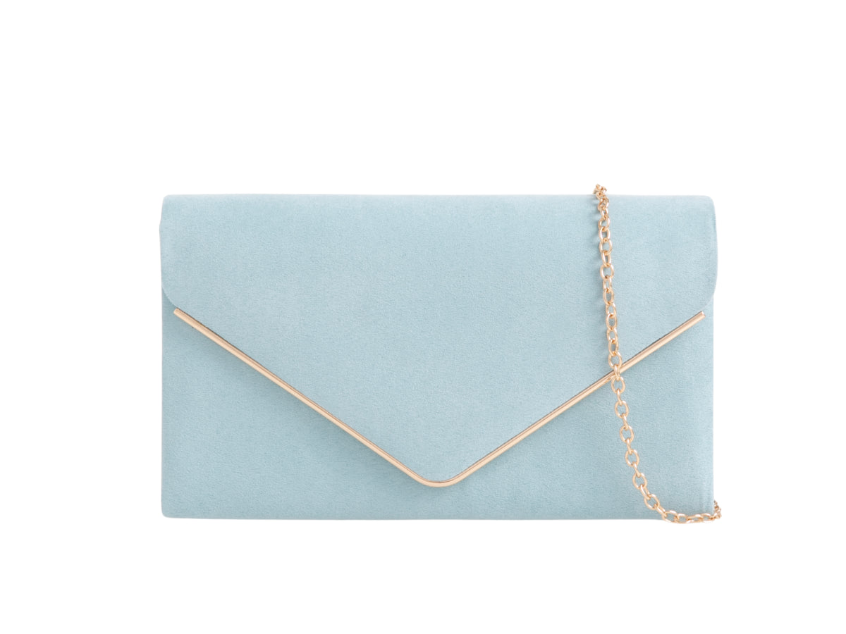 Faux Suede Envelope Fashion Clutch Bag
