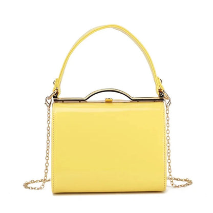 Patent Vintage Box Handbag Clutch Bag Top Handle Evening Bag For Women