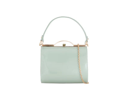 Patent Vintage Box Handbag Clutch Bag Top Handle Evening Bag For Women