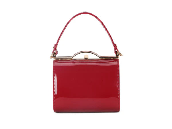 Patent Vintage Box Handbag Clutch Bag Top Handle Evening Bag For Women