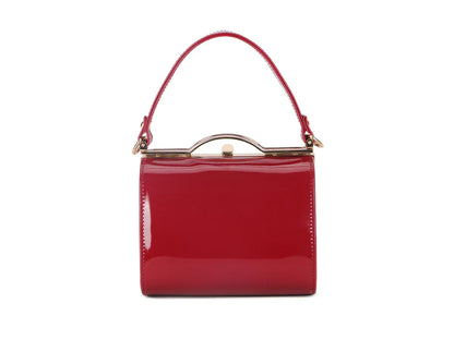 Patent Vintage Box Handbag Clutch Bag Top Handle Evening Bag For Women