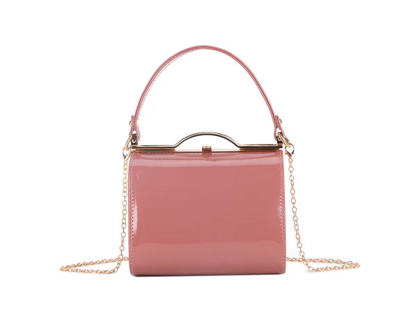 Patent Vintage Box Handbag Clutch Bag Top Handle Evening Bag For Women