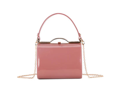 Patent Vintage Box Handbag Clutch Bag Top Handle Evening Bag For Women