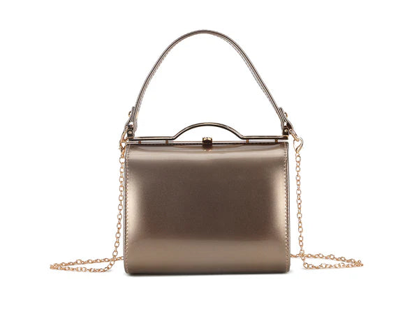 Patent Vintage Box Handbag Clutch Bag Top Handle Evening Bag For Women