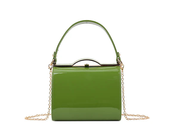 Patent Vintage Box Handbag Clutch Bag Top Handle Evening Bag For Women