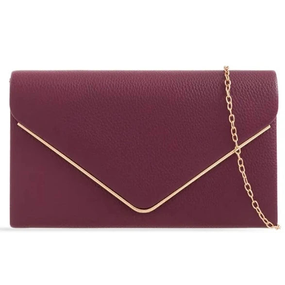 Women's Clutch Bag Faux Leather Plain Envelope Evening Bag Purse Party Wedding Handbag