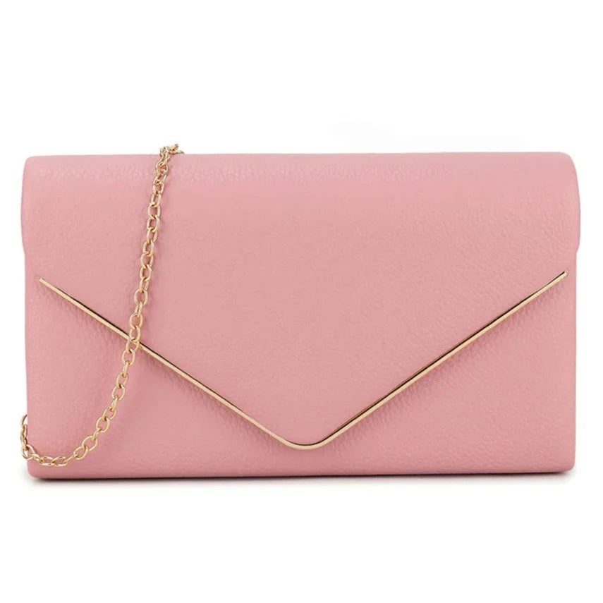 Women's Clutch Bag Faux Leather Plain Envelope Evening Bag Purse Party Wedding Handbag
