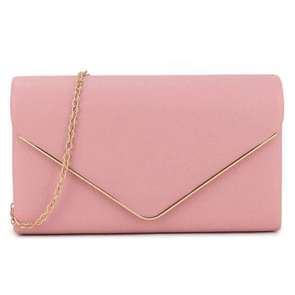 Women's Clutch Bag Faux Leather Plain Envelope Evening Bag Purse Party Wedding Handbag