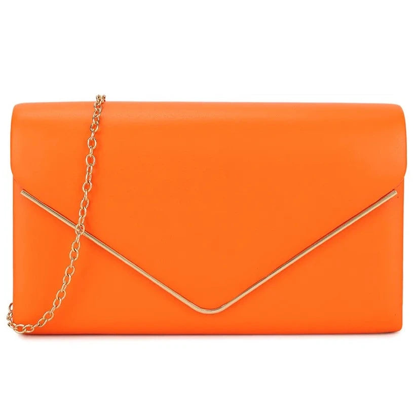 Women's Clutch Bag Faux Leather Plain Envelope Evening Bag Purse Party Wedding Handbag