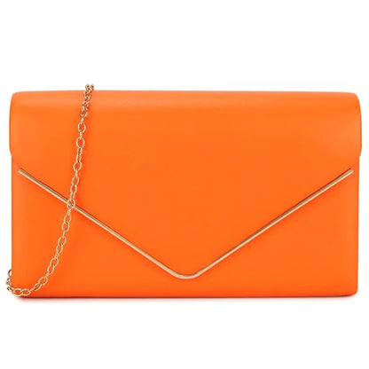 Women's Clutch Bag Faux Leather Plain Envelope Evening Bag Purse Party Wedding Handbag