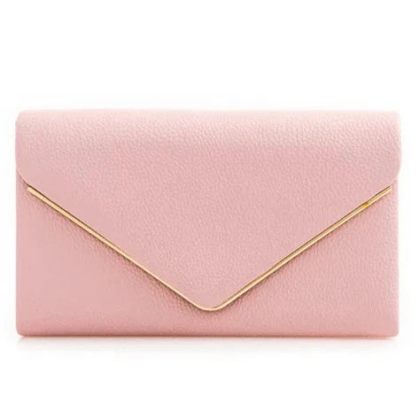 Women's Clutch Bag Faux Leather Plain Envelope Evening Bag Purse Party Wedding Handbag