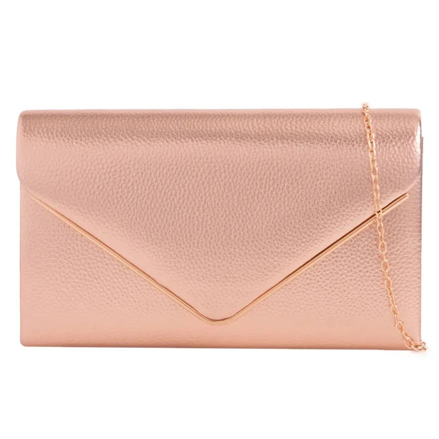 Women's Clutch Bag Faux Leather Plain Envelope Evening Bag Purse Party Wedding Handbag