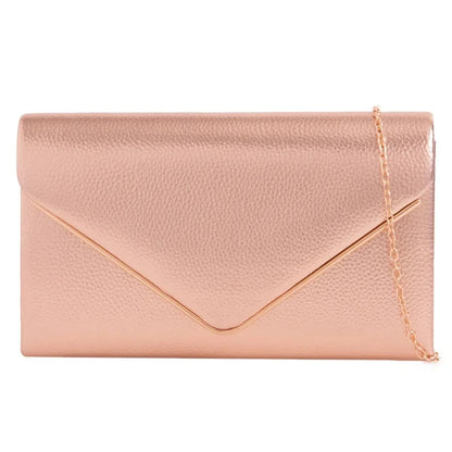 Women's Clutch Bag Faux Leather Plain Envelope Evening Bag Purse Party Wedding Handbag