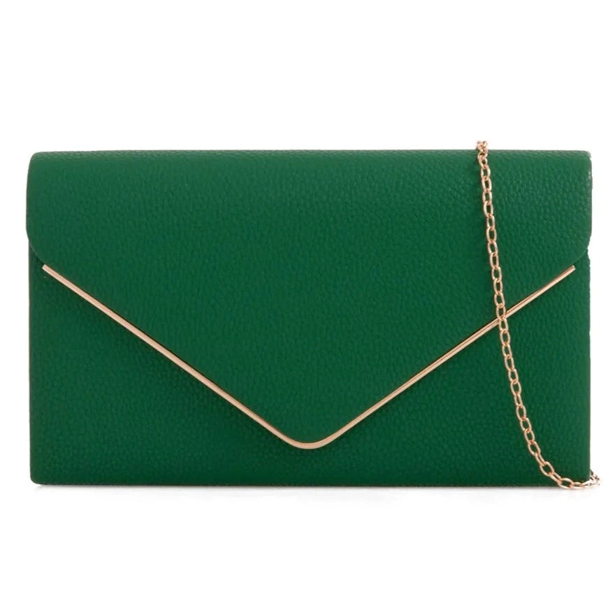 Women's Clutch Bag Faux Leather Plain Envelope Evening Bag Purse Party Wedding Handbag
