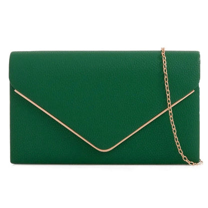 Women's Clutch Bag Faux Leather Plain Envelope Evening Bag Purse Party Wedding Handbag