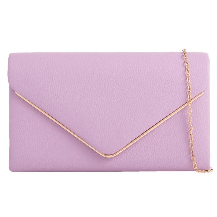 Women's Clutch Bag Faux Leather Plain Envelope Evening Bag Purse Party Wedding Handbag