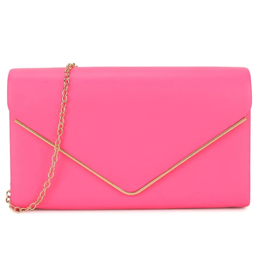 Women's Clutch Bag Faux Leather Plain Envelope Evening Bag Purse Party Wedding Handbag