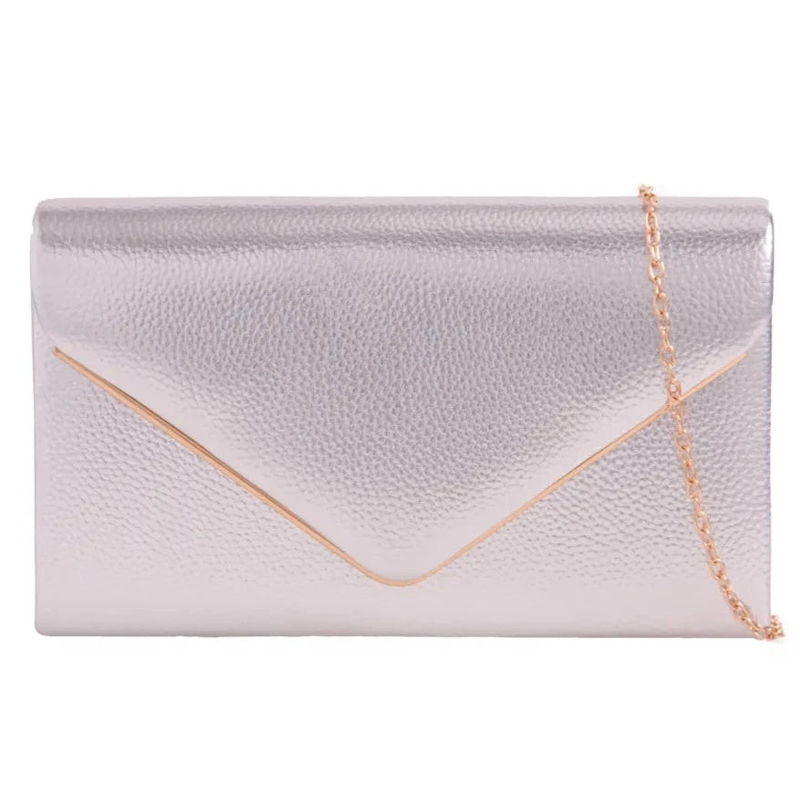 Women's Clutch Bag Faux Leather Plain Envelope Evening Bag Purse Party Wedding Handbag