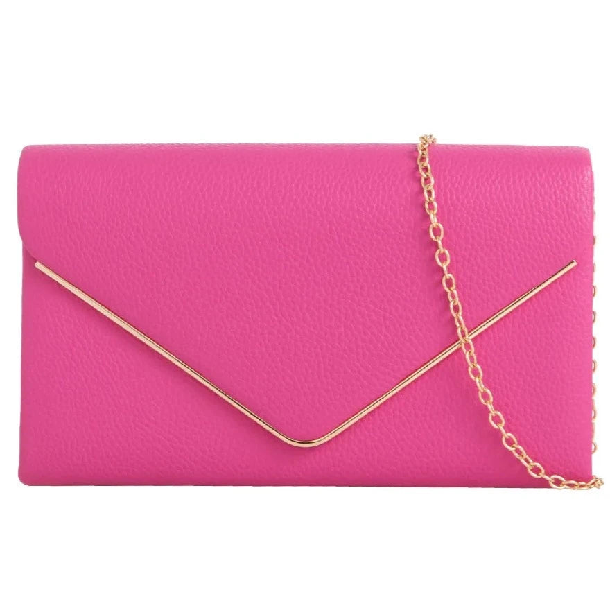 Women's Clutch Bag Faux Leather Plain Envelope Evening Bag Purse Party Wedding Handbag