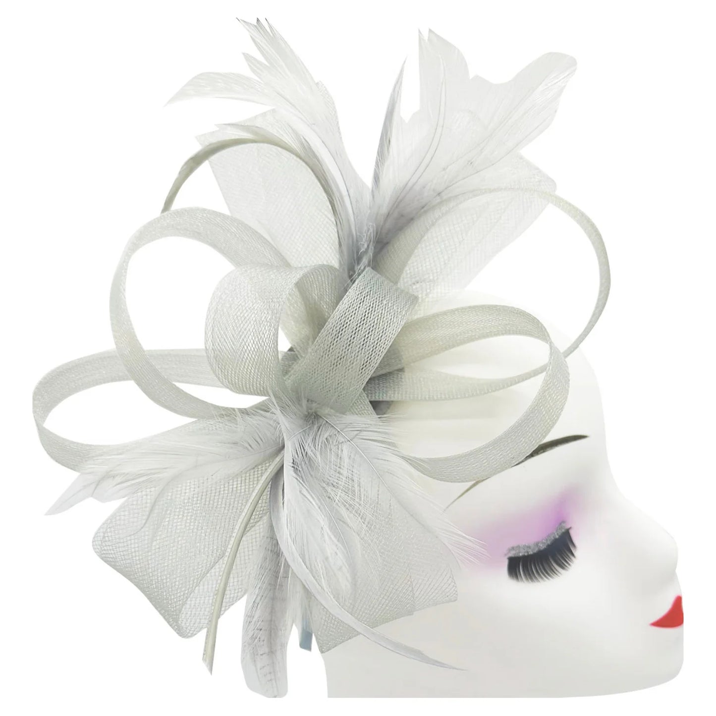 Loop Bow Fascinator With Feathers Flower Clip and Headband Wedding Races