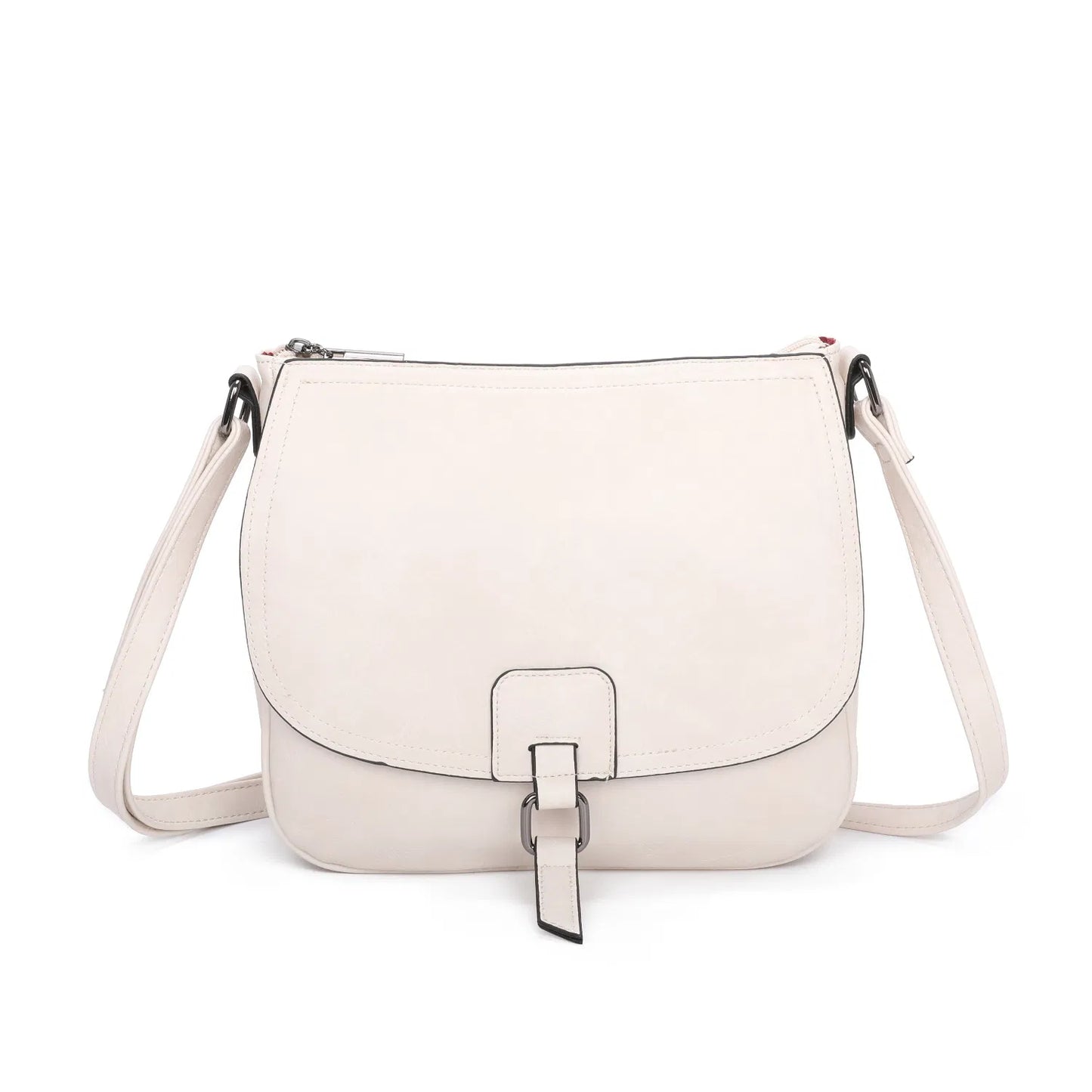 Ladies Real Leather Detailing Full Flap Satchel Bag Women Crossbody Messenger Saddle Shoulder Handbags
