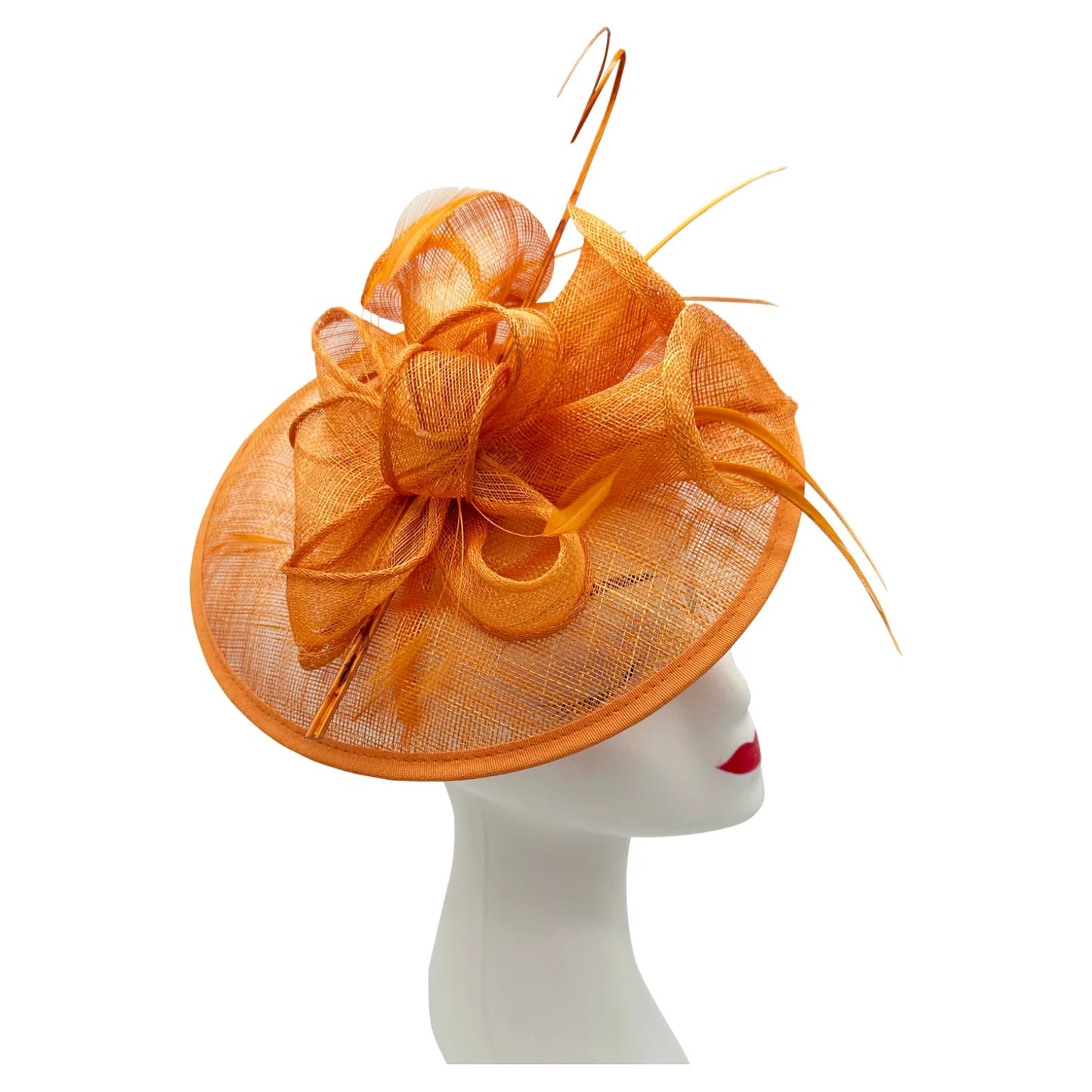 Sinamay Round Fascinator Headband Clip with feathers & Flower Detailing Wedding Hatinator
