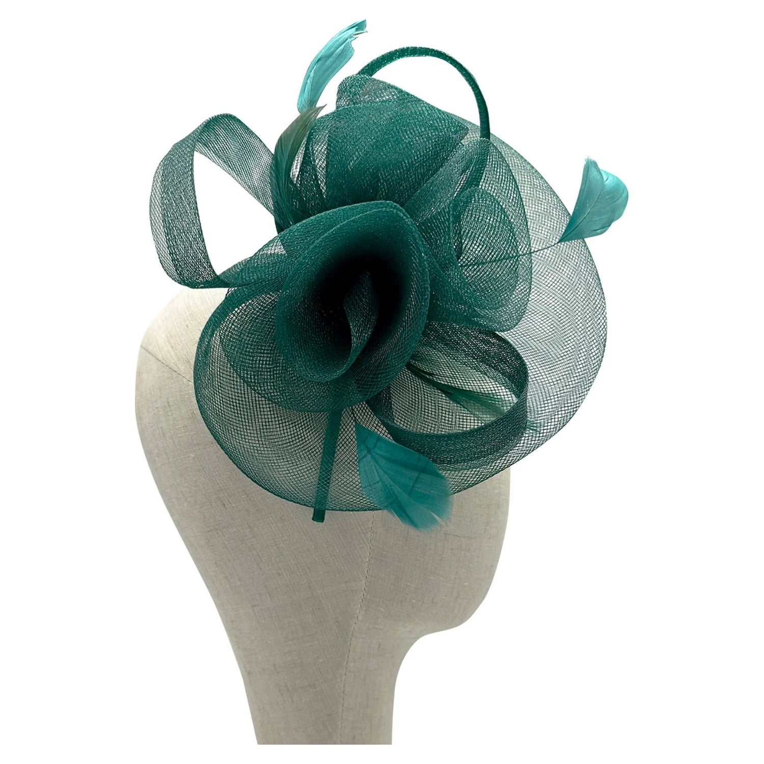 Mesh Loops Triple Flower Feather Fascinator Headband Clip Weddings Races Ascot