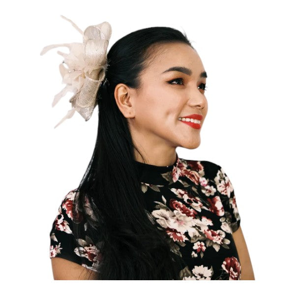 Women Wedding Fascinator Headband & Hair Clip Feather Flower Ladies Day Races Royal Ascot UK