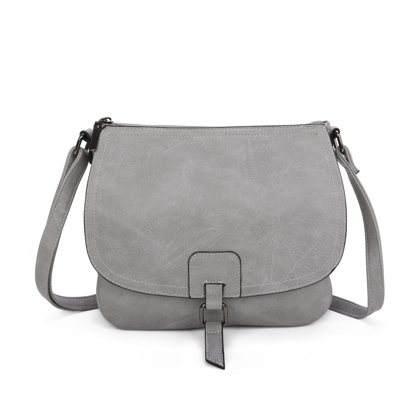 Ladies Real Leather Detailing Full Flap Satchel Bag Women Crossbody Messenger Saddle Shoulder Handbags