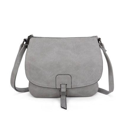 Ladies Real Leather Detailing Full Flap Satchel Bag Women Crossbody Messenger Saddle Shoulder Handbags