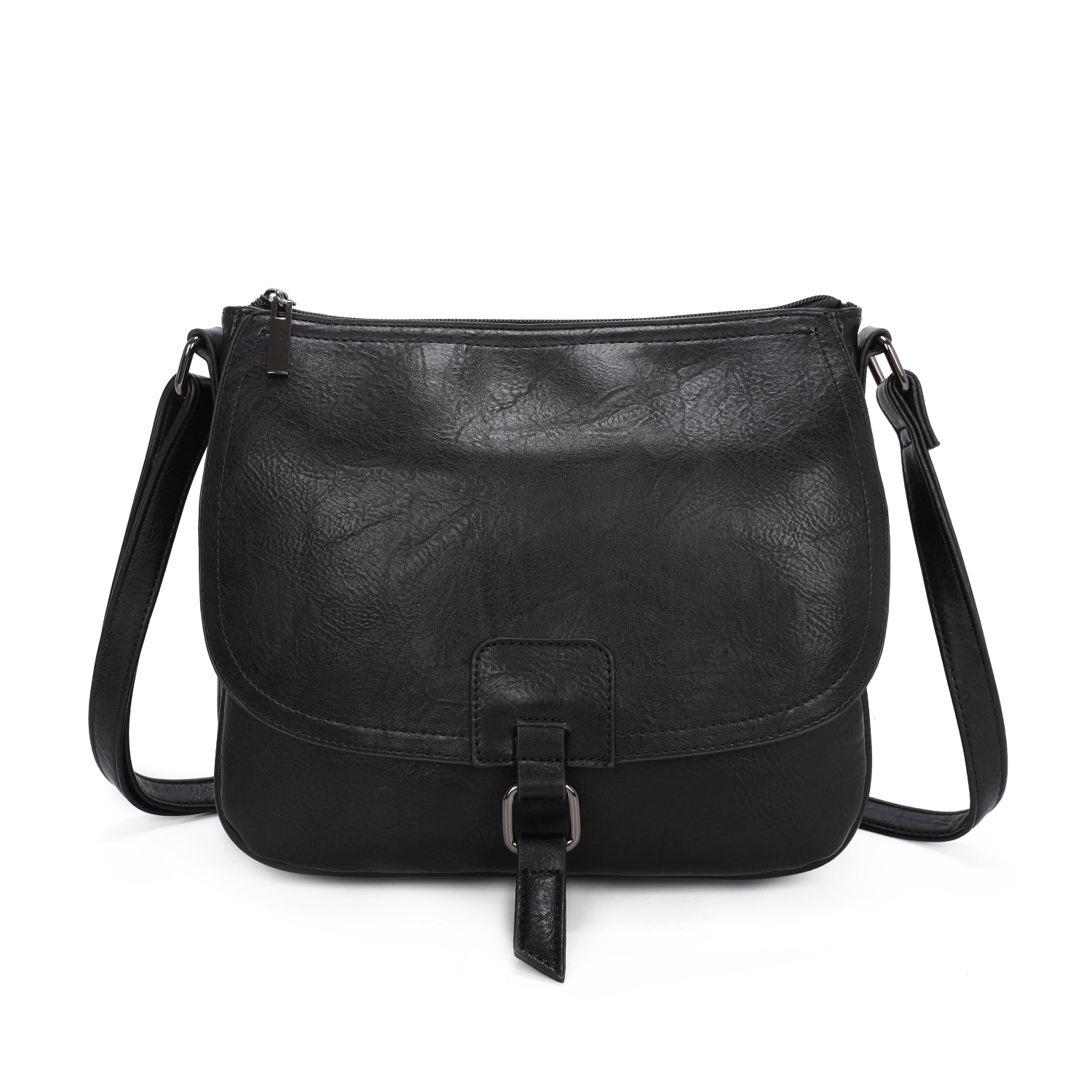 Real Leather Detailing Full Flap Satchel Bag