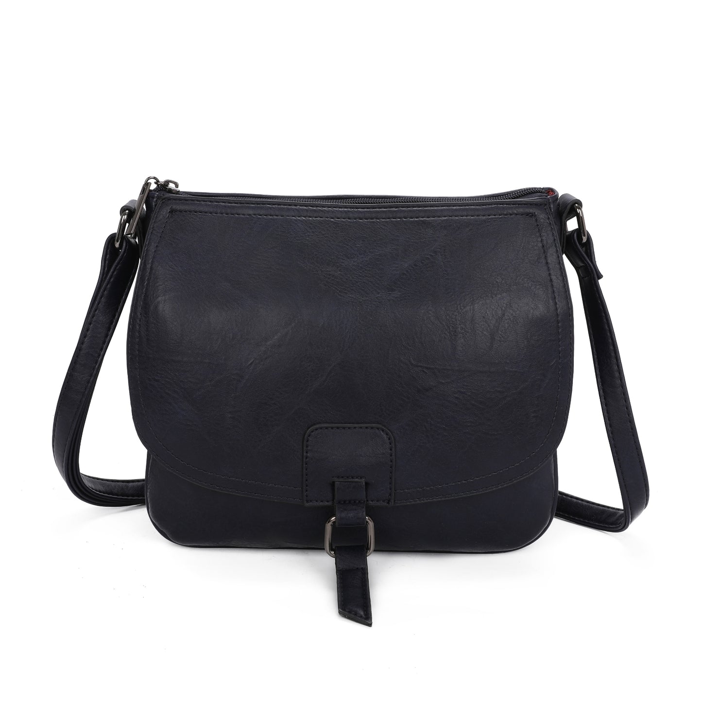 Ladies Real Leather Detailing Full Flap Satchel Bag Women Crossbody Messenger Saddle Shoulder Handbags