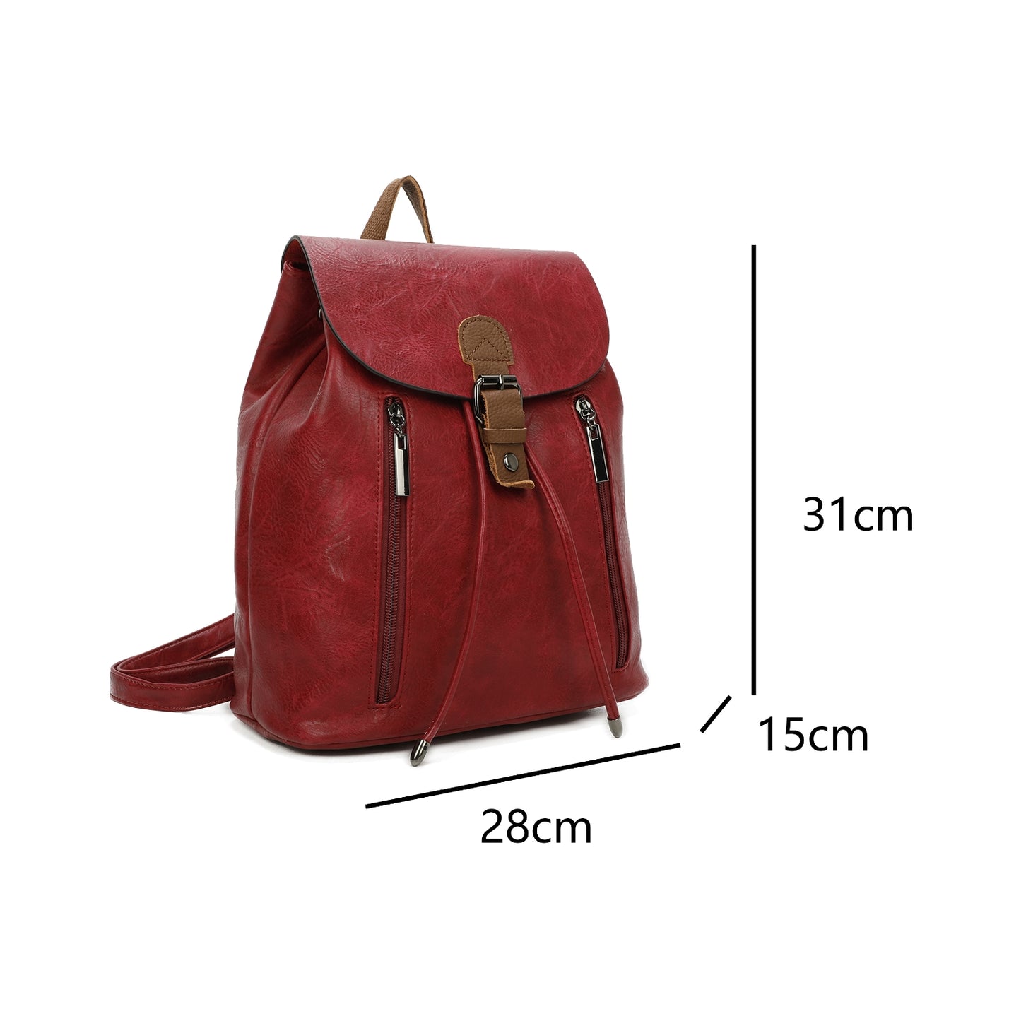 Women's Leather Backpack Rucksack Buckle décor Shoulder Grab Handle Bag