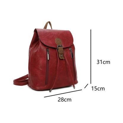 Women's Leather Backpack Rucksack Buckle décor Shoulder Grab Handle Bag