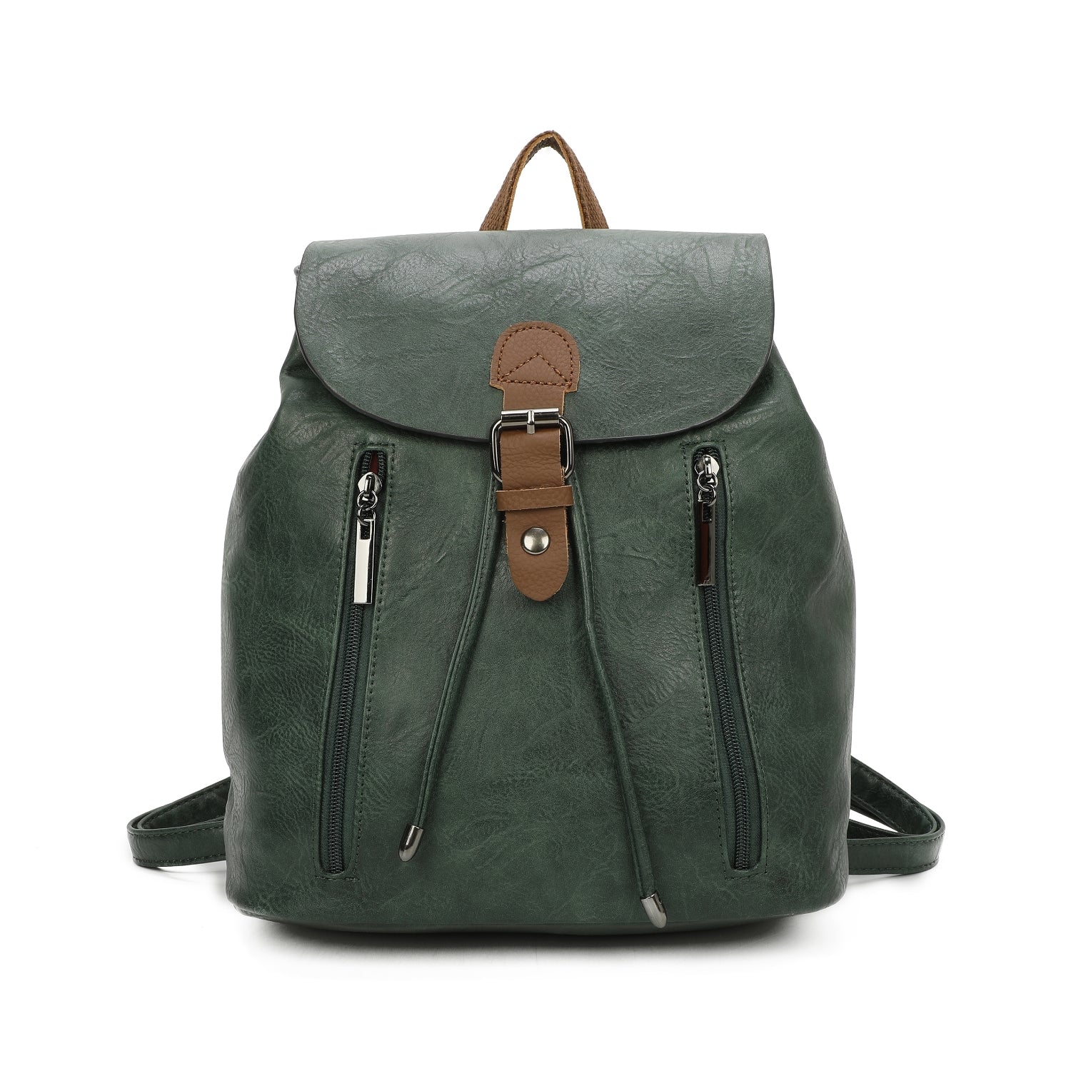 Women's Leather Backpack Rucksack Buckle décor Shoulder Grab Handle Bag