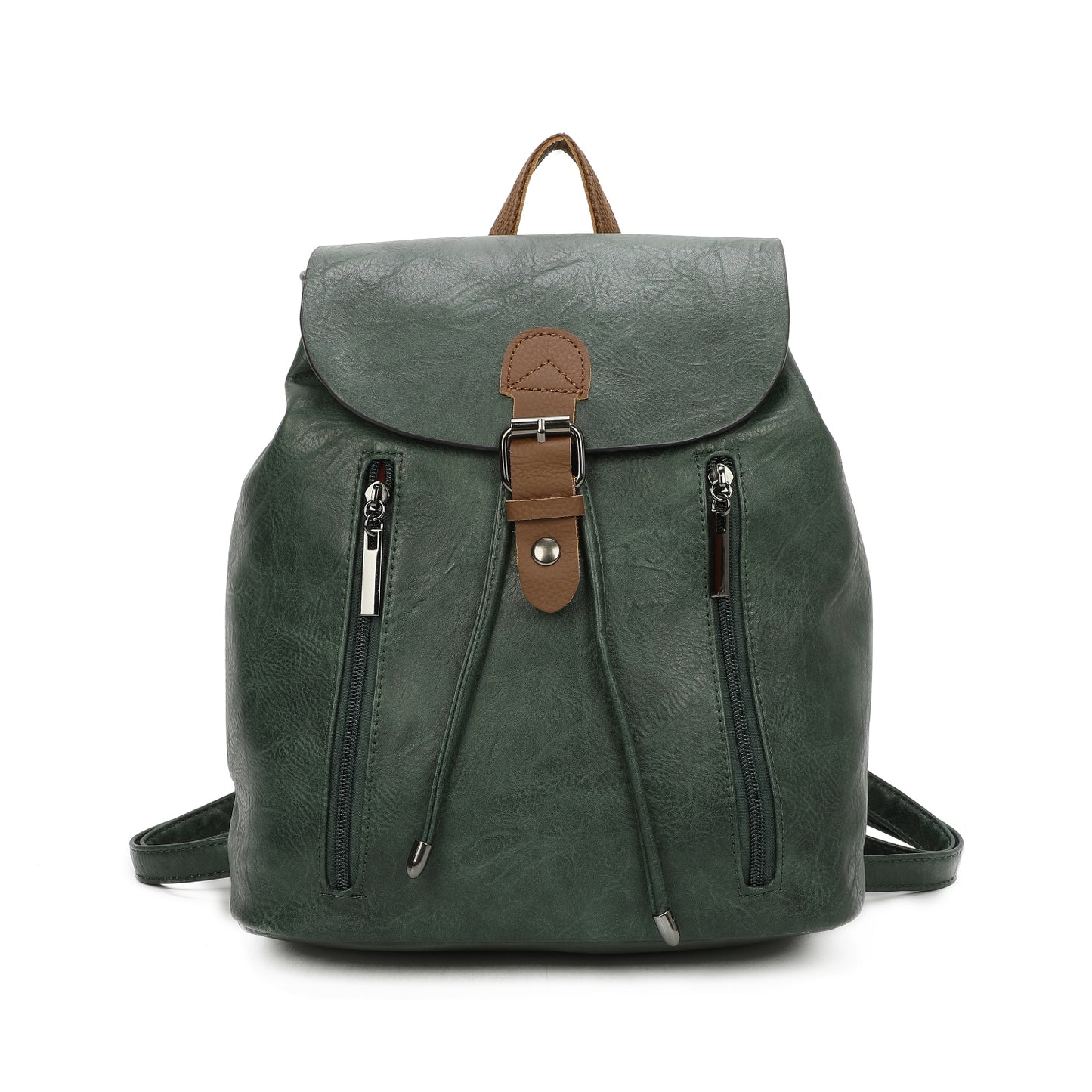 Women's Leather Backpack Rucksack Buckle décor Shoulder Grab Handle Bag