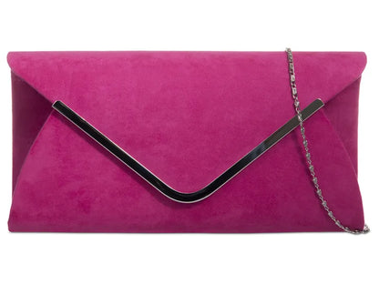 Suede Leather Envelope Clutch Bag Smart Evening Prom Party Handbag For Women