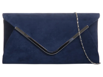 Suede Leather Envelope Clutch Bag Smart Evening Prom Party Handbag For Women