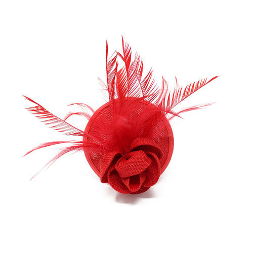 Sinamay Flower Hair Clip Feather Small Top Hat Clip On Fascinator Wedding Race Party