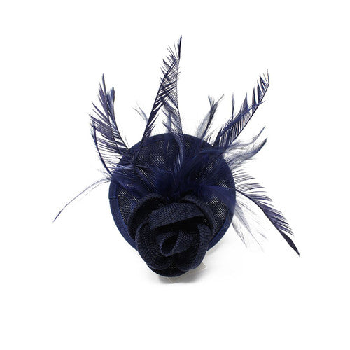 Sinamay Flower Hair Clip Feather Small Top Hat Clip On Fascinator Wedding Race Party