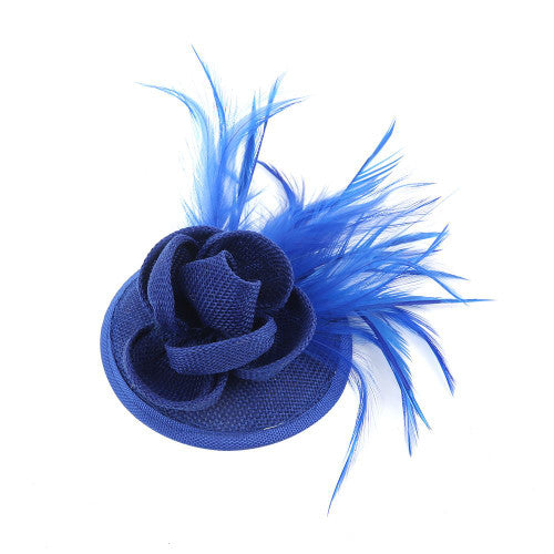 Sinamay Flower Hair Clip Feather Small Top Hat Clip On Fascinator Wedding Race Party