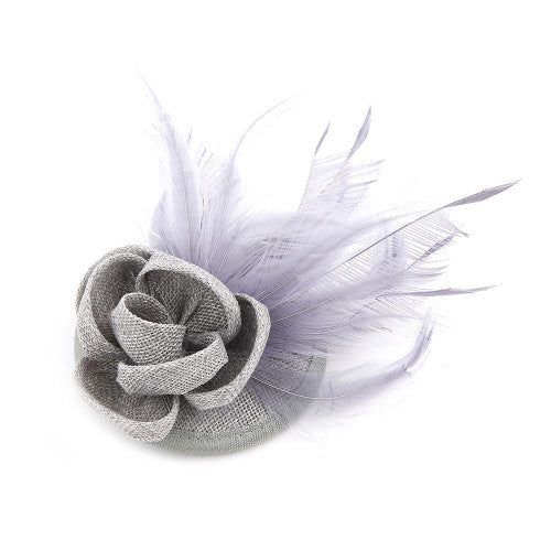 Sinamay Flower Hair Clip Feather Small Top Hat Clip On Fascinator Wedding Race Party