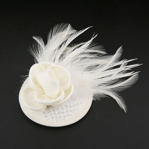 Sinamay Flower Hair Clip Feather Small Top Hat Clip On Fascinator Wedding Race Party