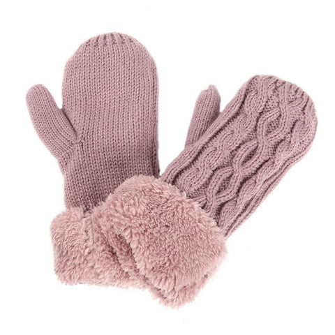 Women's Ladies Knitted Mittens Gloves Soft Cosy Thermal Insulated Extra Warm Winter Wool blend Gloves