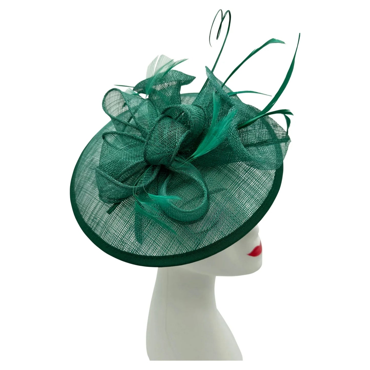 Sinamay Round Fascinator Headband Clip with feathers & Flower Detailing Wedding Hatinator