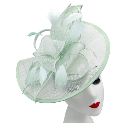 Large Sinamay Looped Feathers Disc Fascinator with Headband & Clip Weddings Races