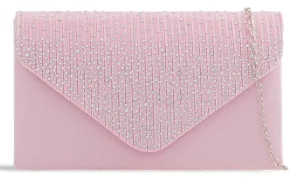 Women's Satin diamante Clutch Bag Evening Bridal Wedding Fashion Prom Handbag