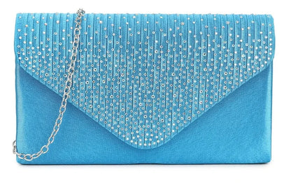 Women's Satin diamante Clutch Bag Evening Bridal Wedding Fashion Prom Handbag