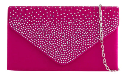 Women's Satin diamante Clutch Bag Evening Bridal Wedding Fashion Prom Handbag