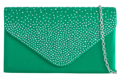 Women's Satin diamante Clutch Bag Evening Bridal Wedding Fashion Prom Handbag